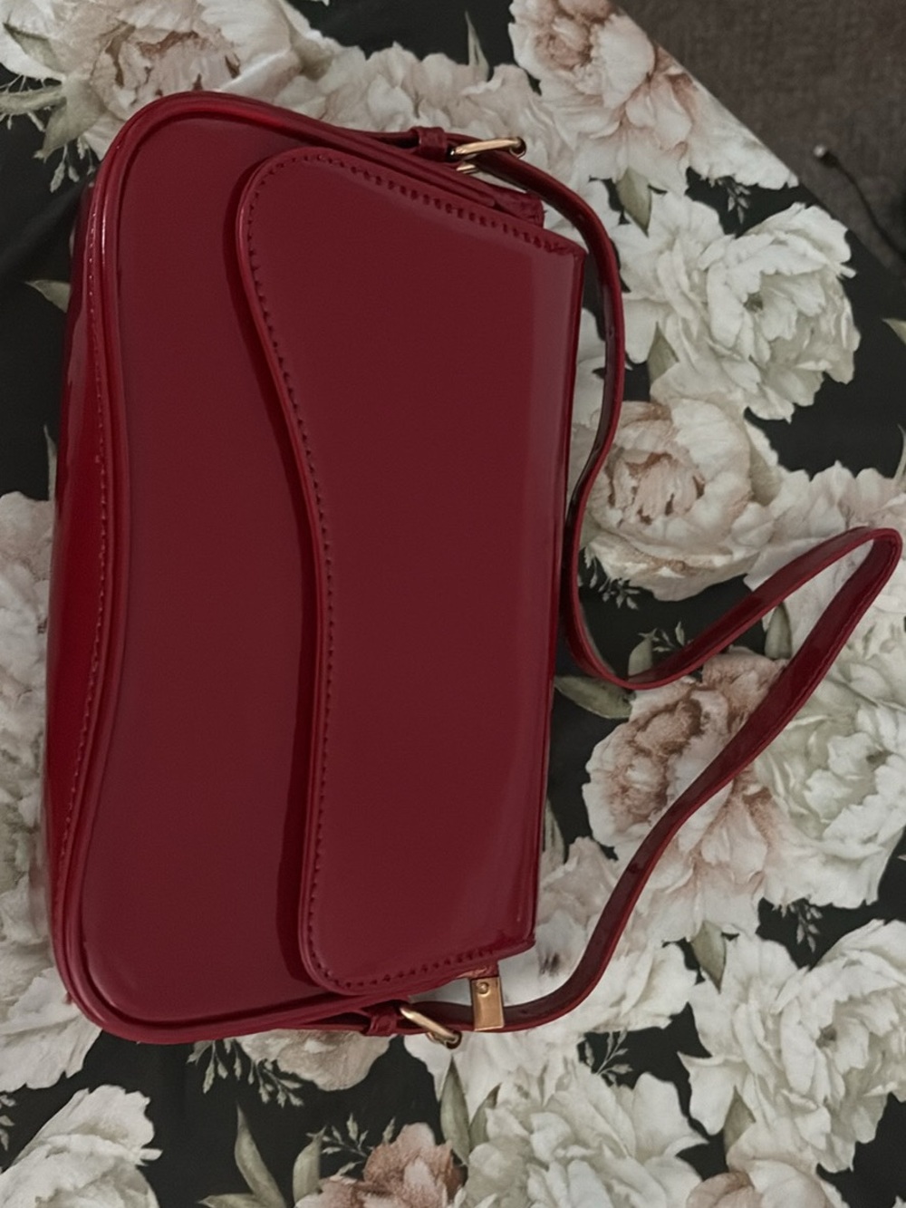 Red Patent Crossbody Shoulder Bag - Women